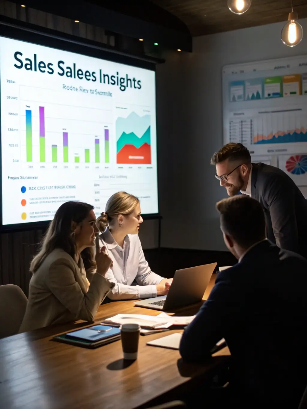 A professional image showcasing a team of sales experts collaborating in a modern office, emphasizing Levi Media's commitment to excellence and teamwork.